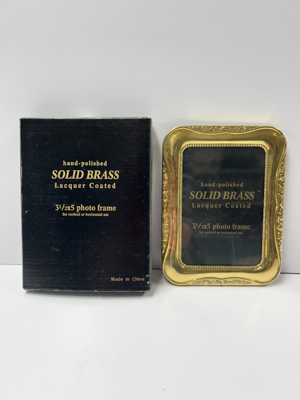 Solid Brass Hand Polished Lacquer Coated 3.5x5 Photo Picture Frame New Sealed